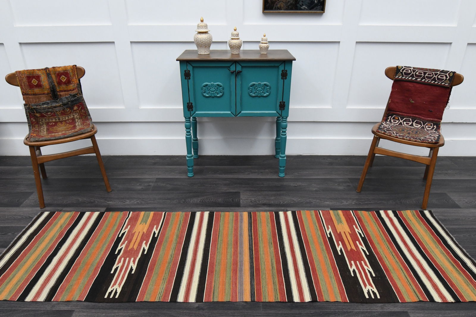 2.4x8.4 ft, TURKISH KILIM Runner - 2