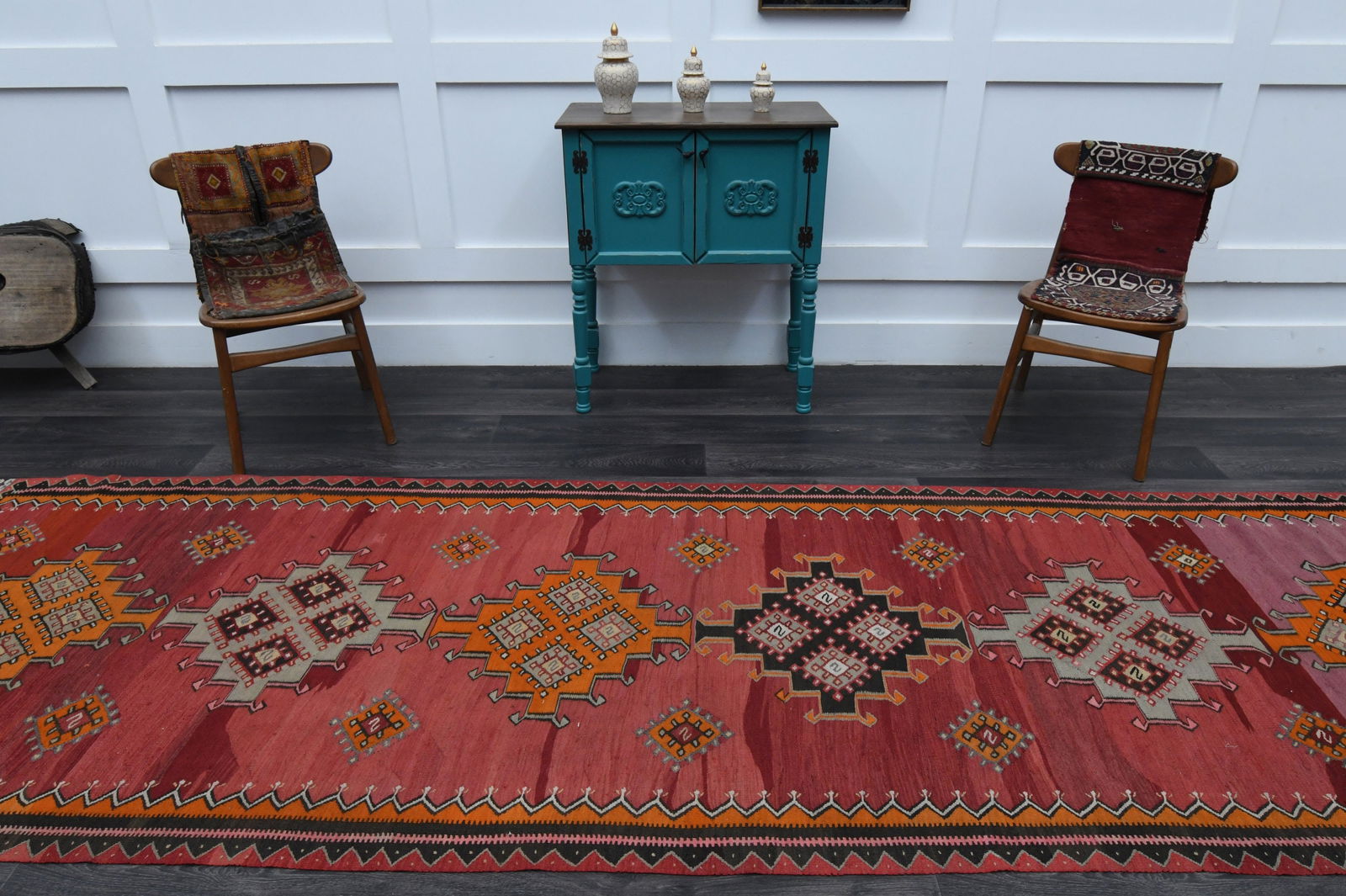 4.1x13 ft, TURKISH KILIM Runner - 3