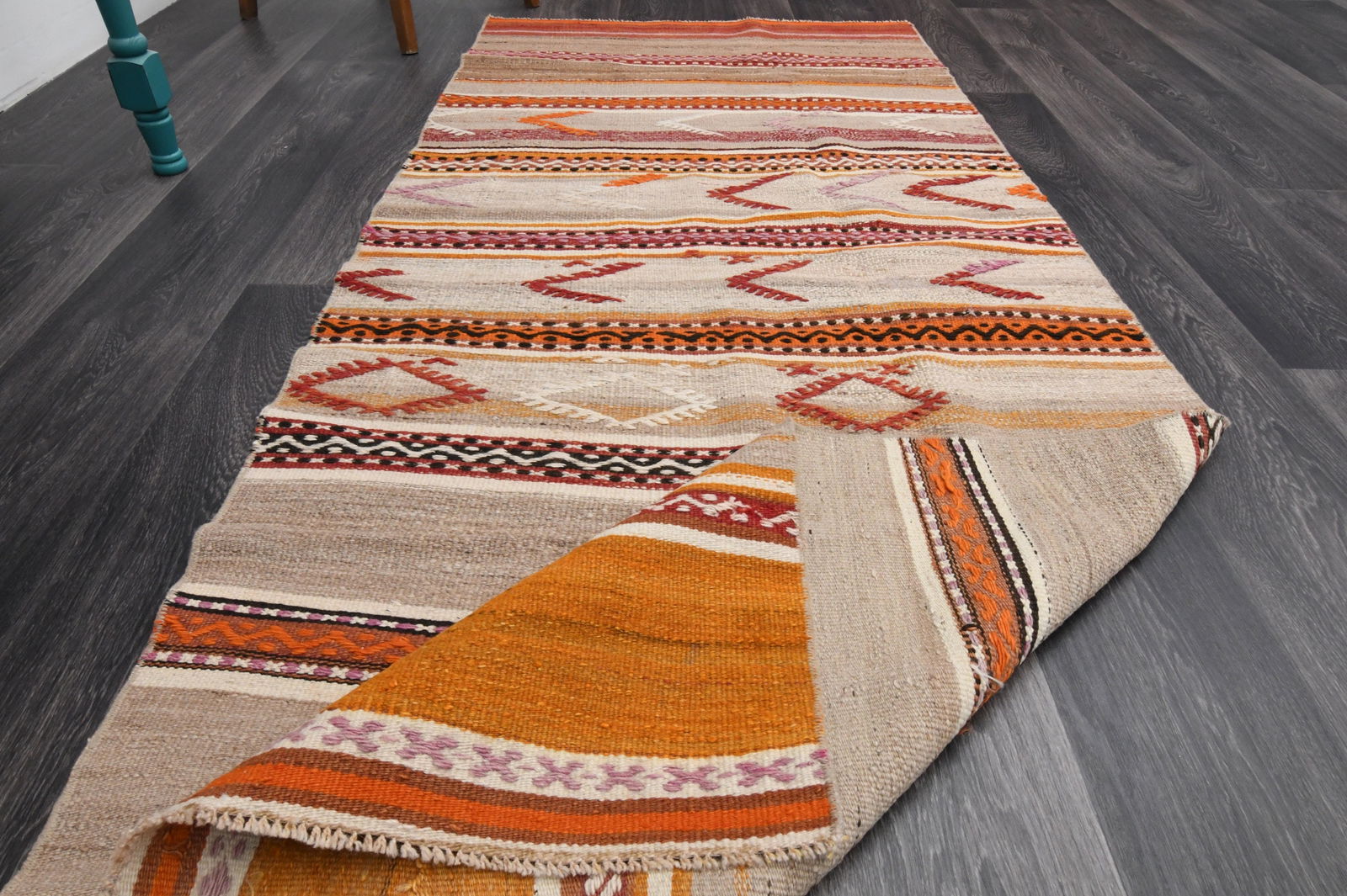 3.1x7.8 ft, TURKISH KILIM Runner - 8