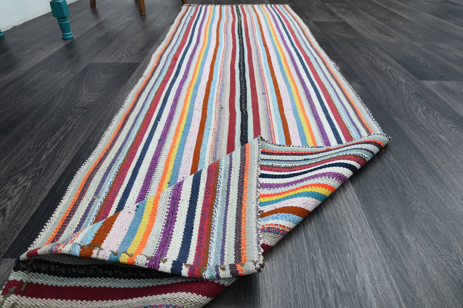 2.4x8.1 ft, Striped Kilim Rug - 8