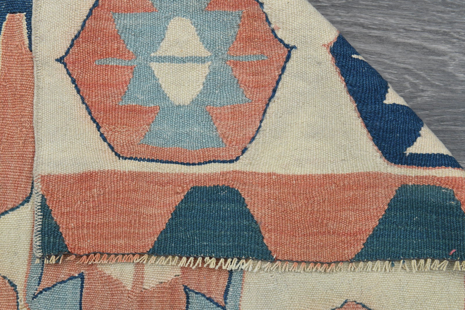 3x7 Beige Orange Turkish Rug - 9