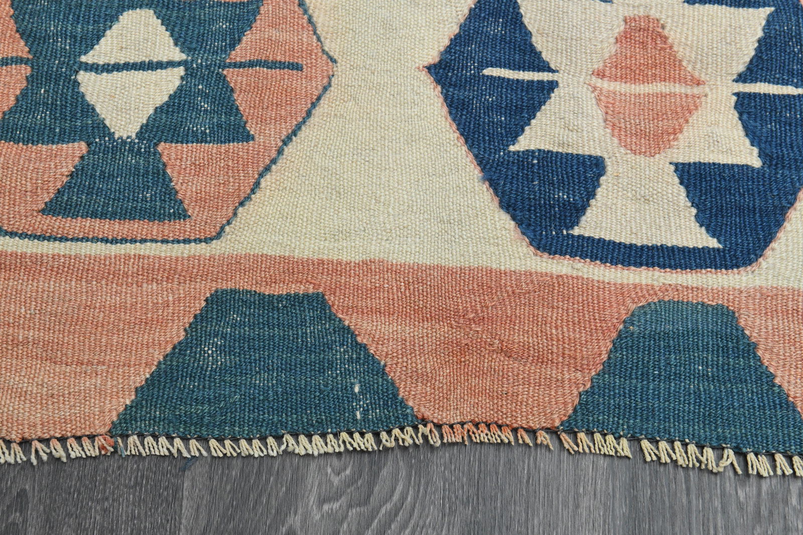 3x7 Beige Orange Turkish Rug - 7