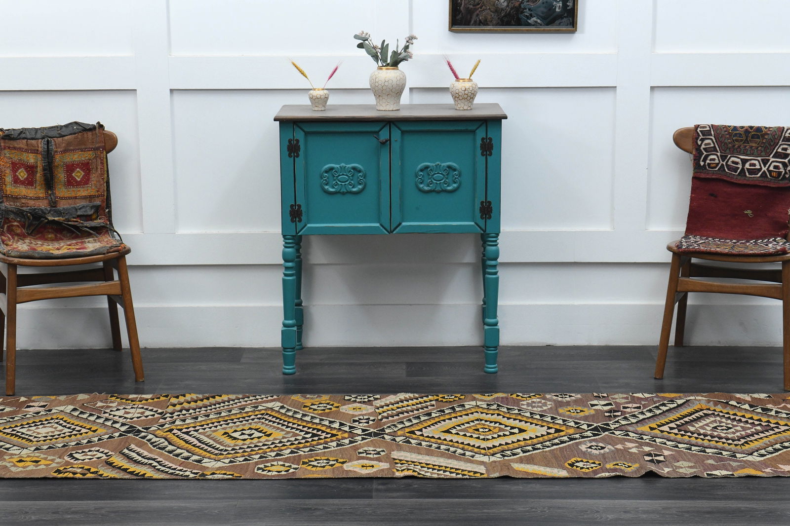 3x9 TURKISH KILIM Runner, - 6