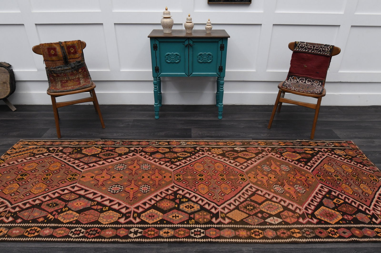 3.7x10.7 ft, TURKISH KILIM Runner - 2
