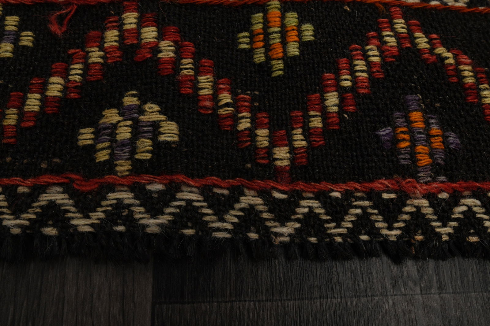 5x9 Black Colorful TURKISH Flatweave Kilim - 6
