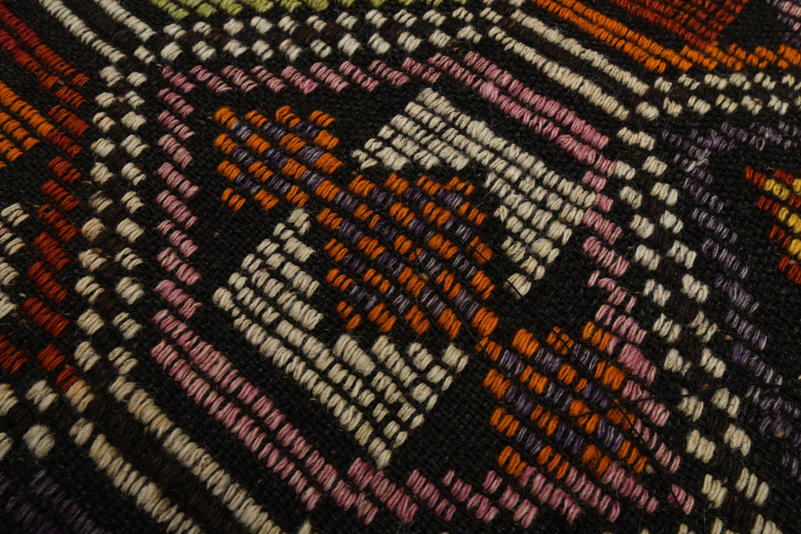 5x9 Black Colorful TURKISH Flatweave Kilim - 7