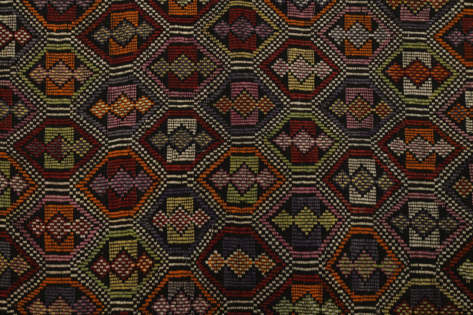 5x9 Black Colorful TURKISH Flatweave Kilim - 8