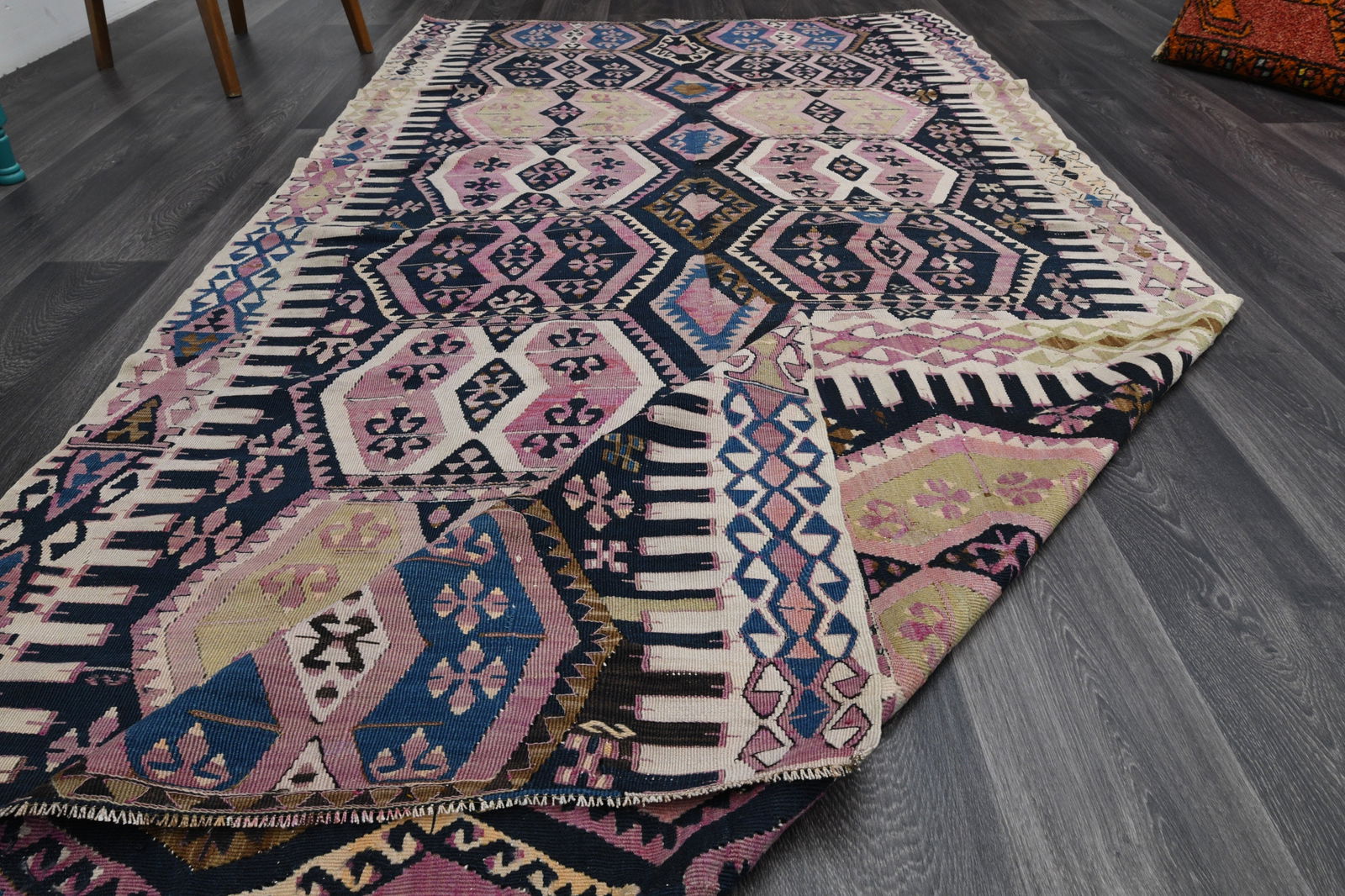 4.9x10.2 ft, TURKISH Flatweave Kilim Rug - 8