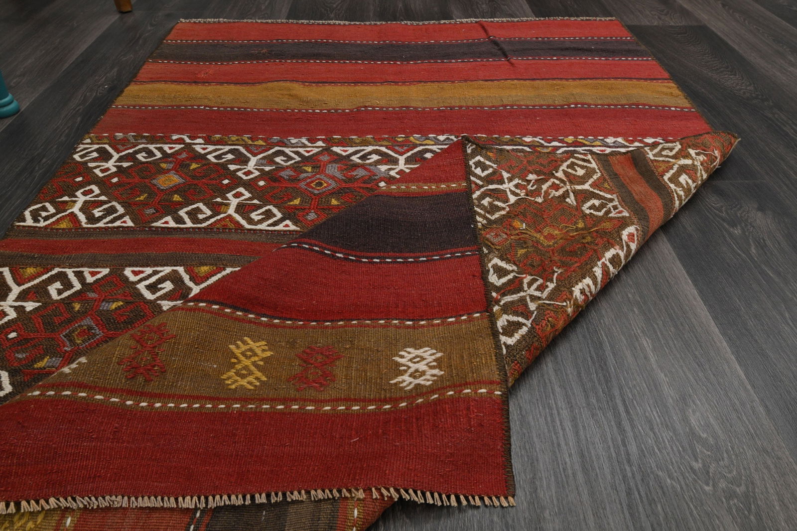 3.4x5.3 ft, TURKISH KILIM Rug - 8