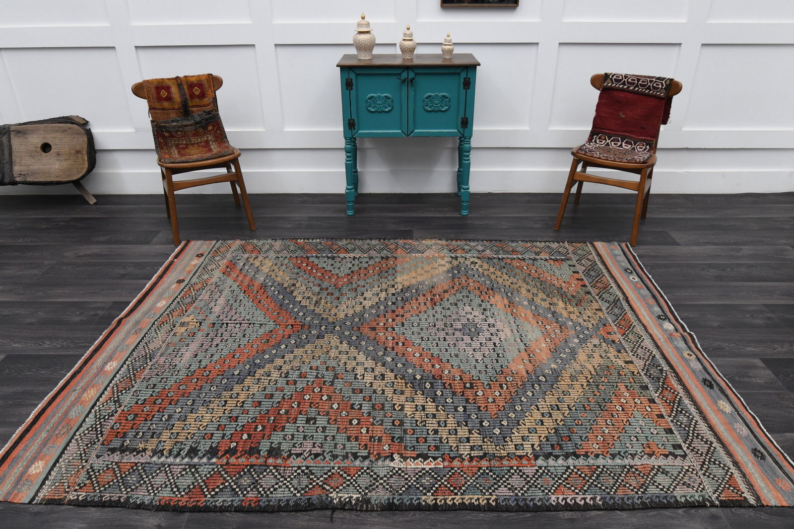 5.8x8.5 ft, TURKISH Flatweave Kilim Rug - 2