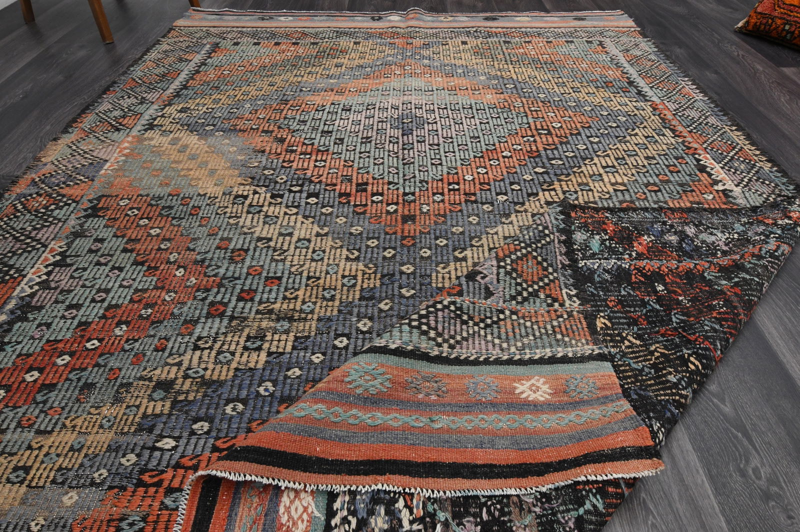 5.8x8.5 ft, TURKISH Flatweave Kilim Rug - 8