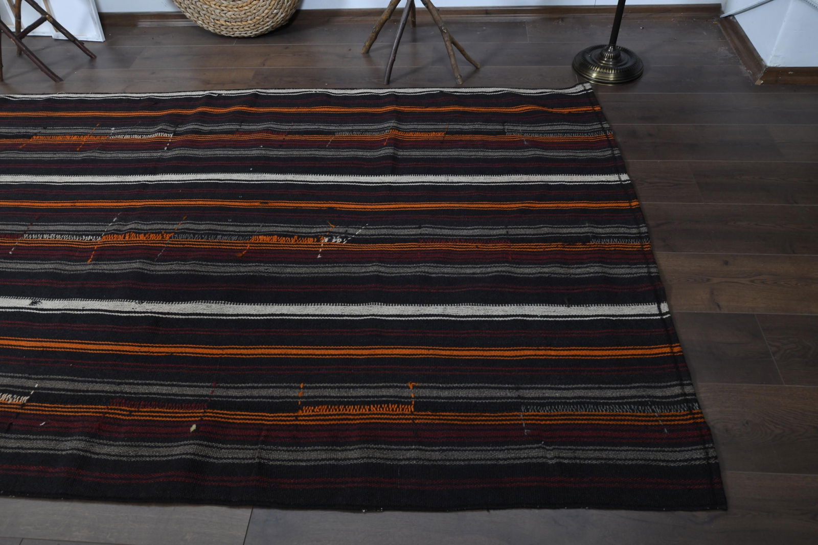 4.7x9.3 ft, STRIPED KILIM RUG - 8