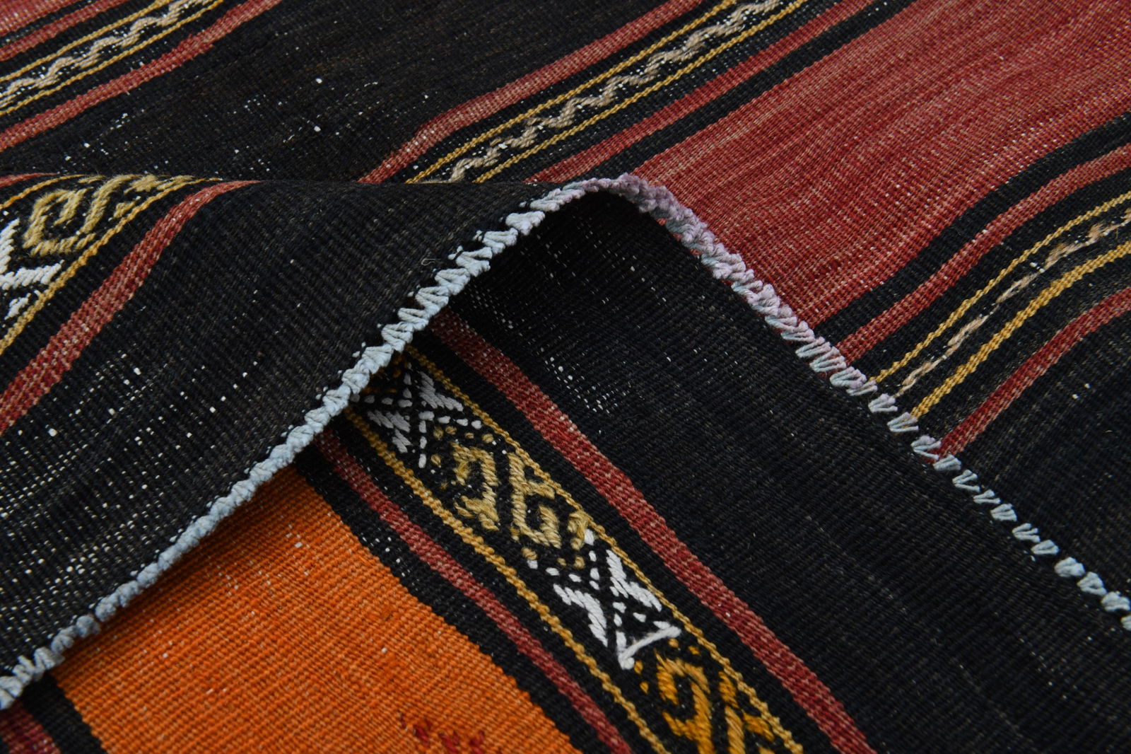 4.7x5.2 ft, COLORFUL, STRIPED, TURKISH Rug: Title: 4.7x5.2 ft, COLORFUL, STRIPED, TURKISH Rug Description: This Turkish one-of-a-kind Vintage Flatweave Kilim Rug is hand-knotted and handwoven by the most skilled artisans who use pure wool, in