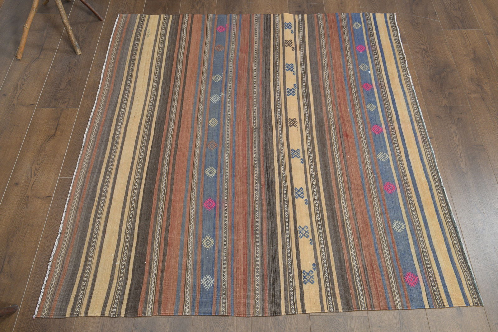 4'8x5'2 ft, COLORFUL KILIM RUG - 3
