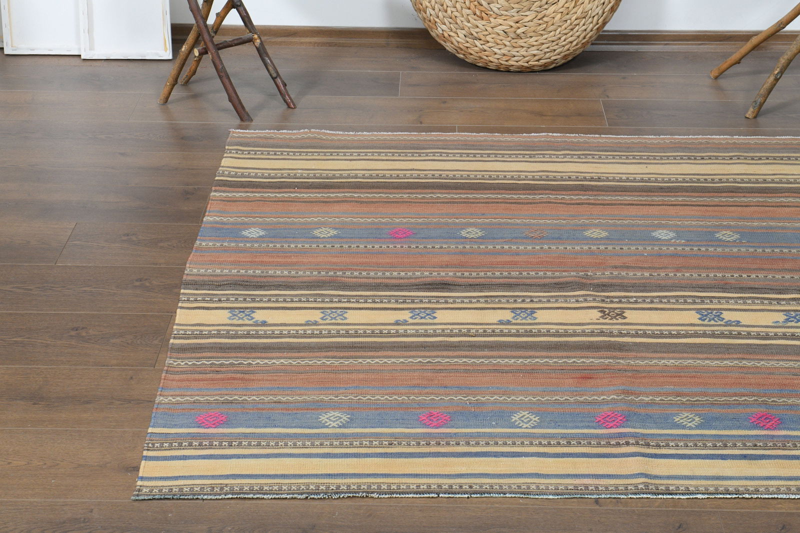 4'8x5'2 ft, COLORFUL KILIM RUG - 7