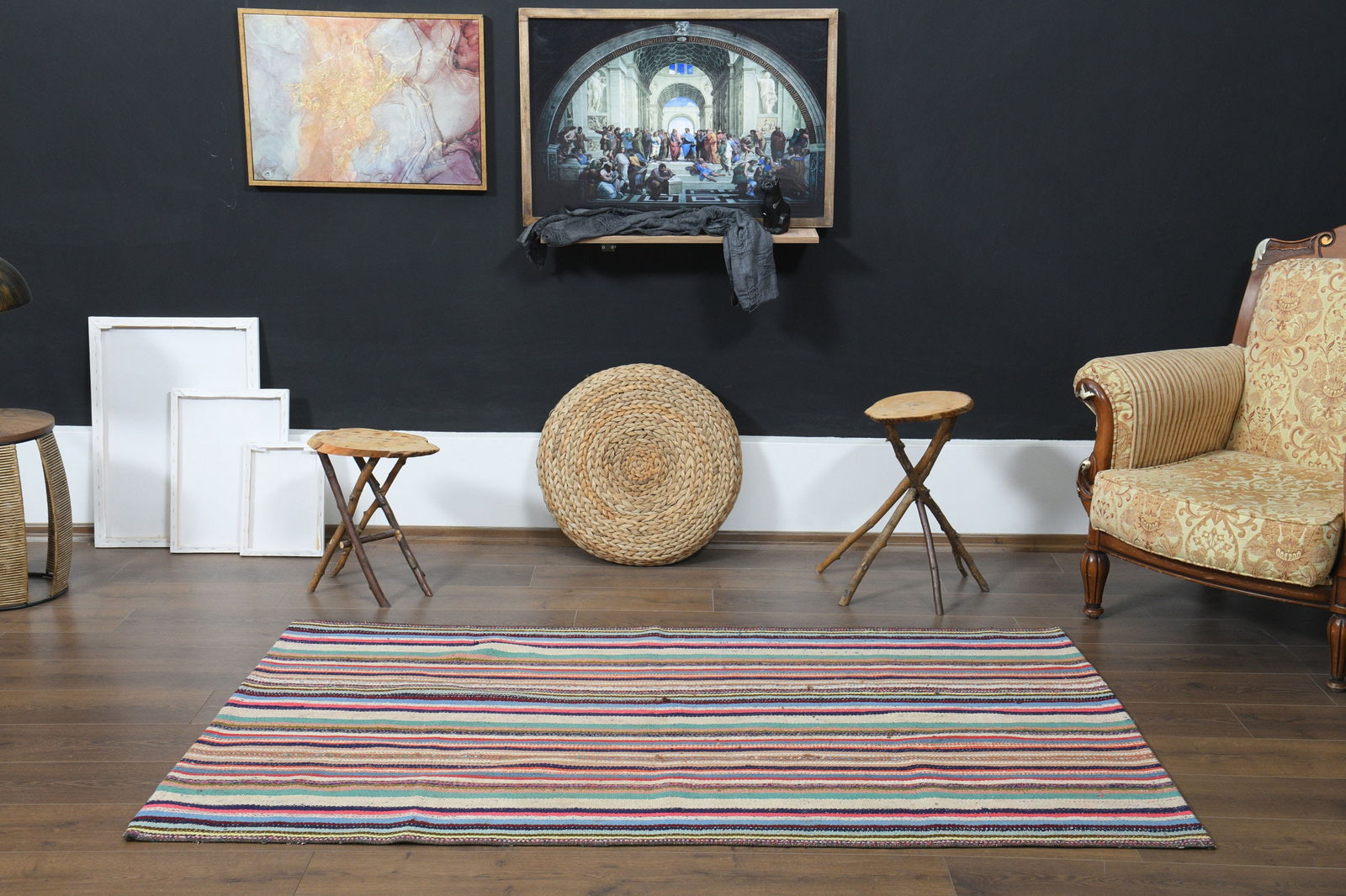 3'9x6'9 ft, COLORFUL TURKISH RUG - 9