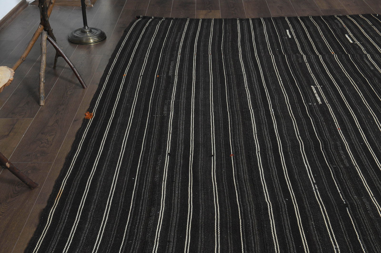 6'3x9.7 ft, BLACK KILIM RUG - 8