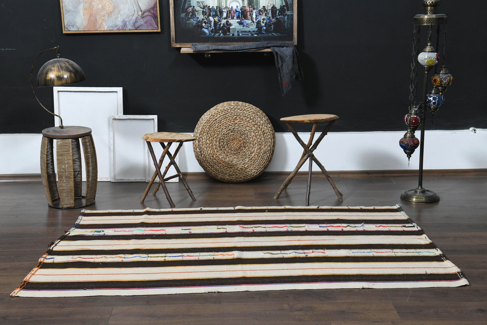 4'5x6'8 ft, BEIGE BROWN KILIM - 9