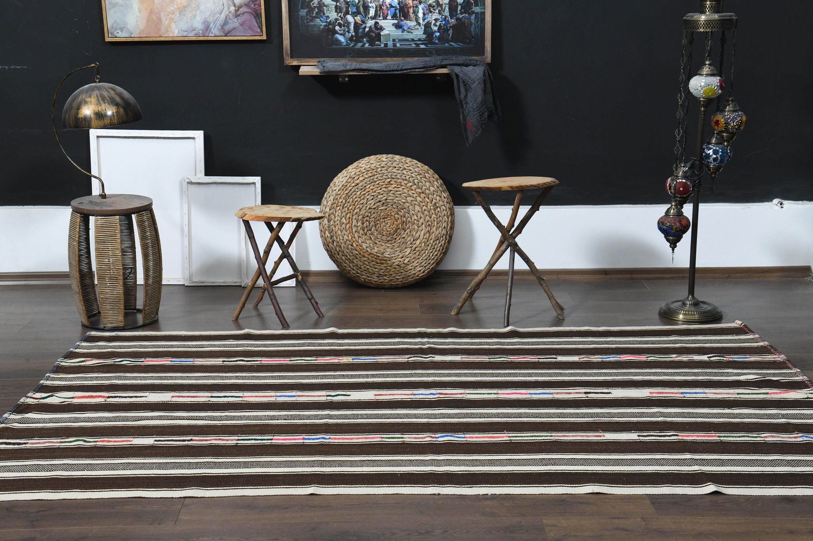 5'1x8'5 ft, BROWN BEIGE RUG - 8