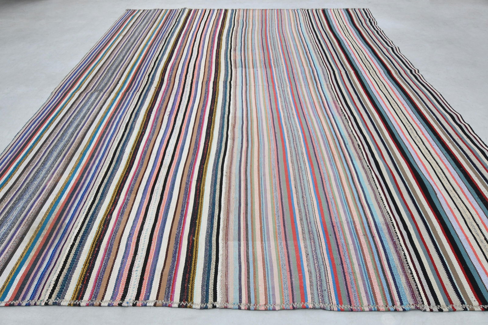 10.8x13.3 ft, RAINBOW KILIM RUG - 6