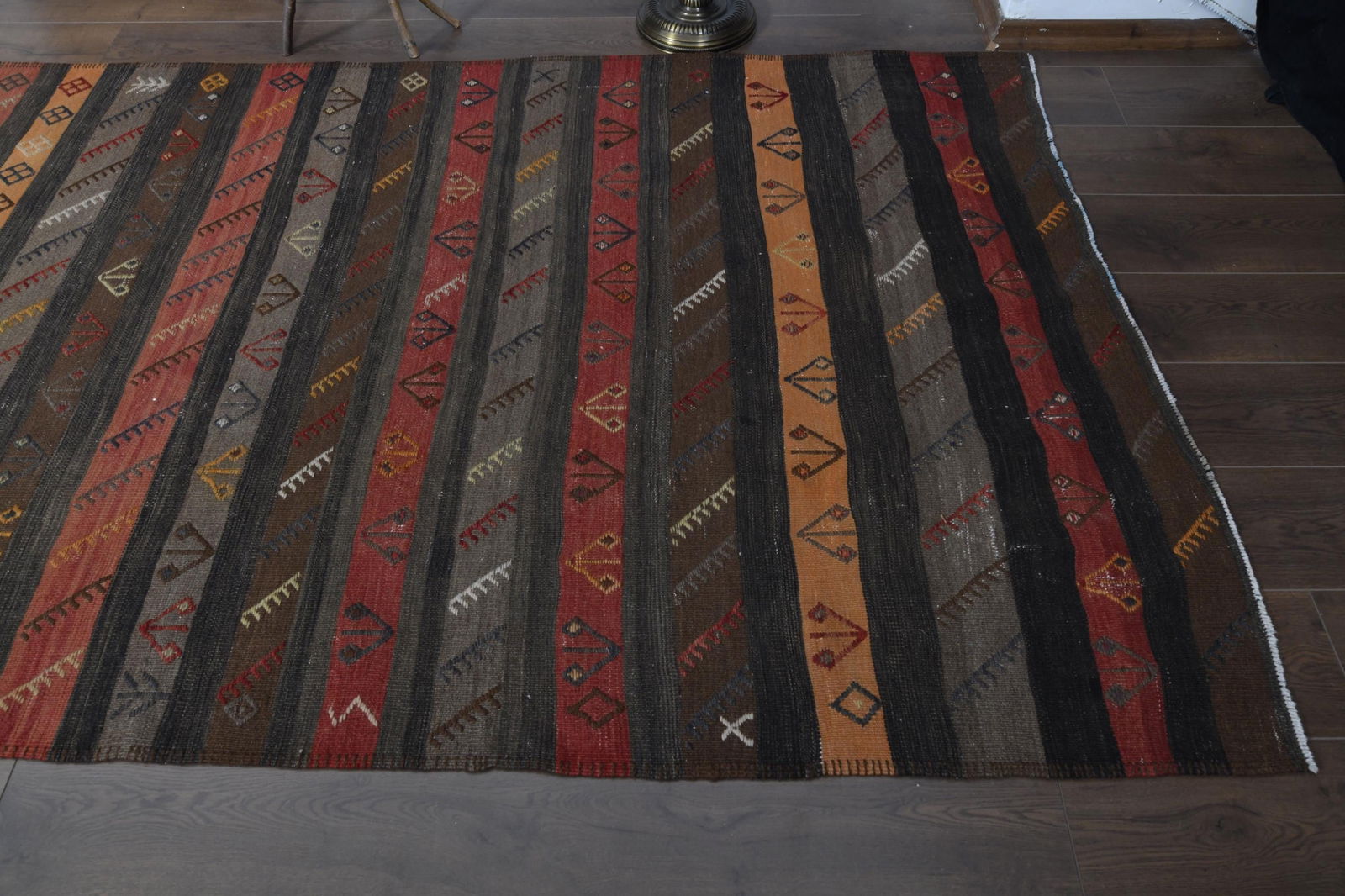 4'7x13'1 ft, COLORFUL KILIM RUNNER: Title: 4'7x13'1 ft, COLORFUL KILIM RUNNER Description: This Turkish one-of-a-kind Vintage Flatweave Kilim Rug is hand-knotted and handwoven by the most skilled artisans who use pure wool, in vibrant,