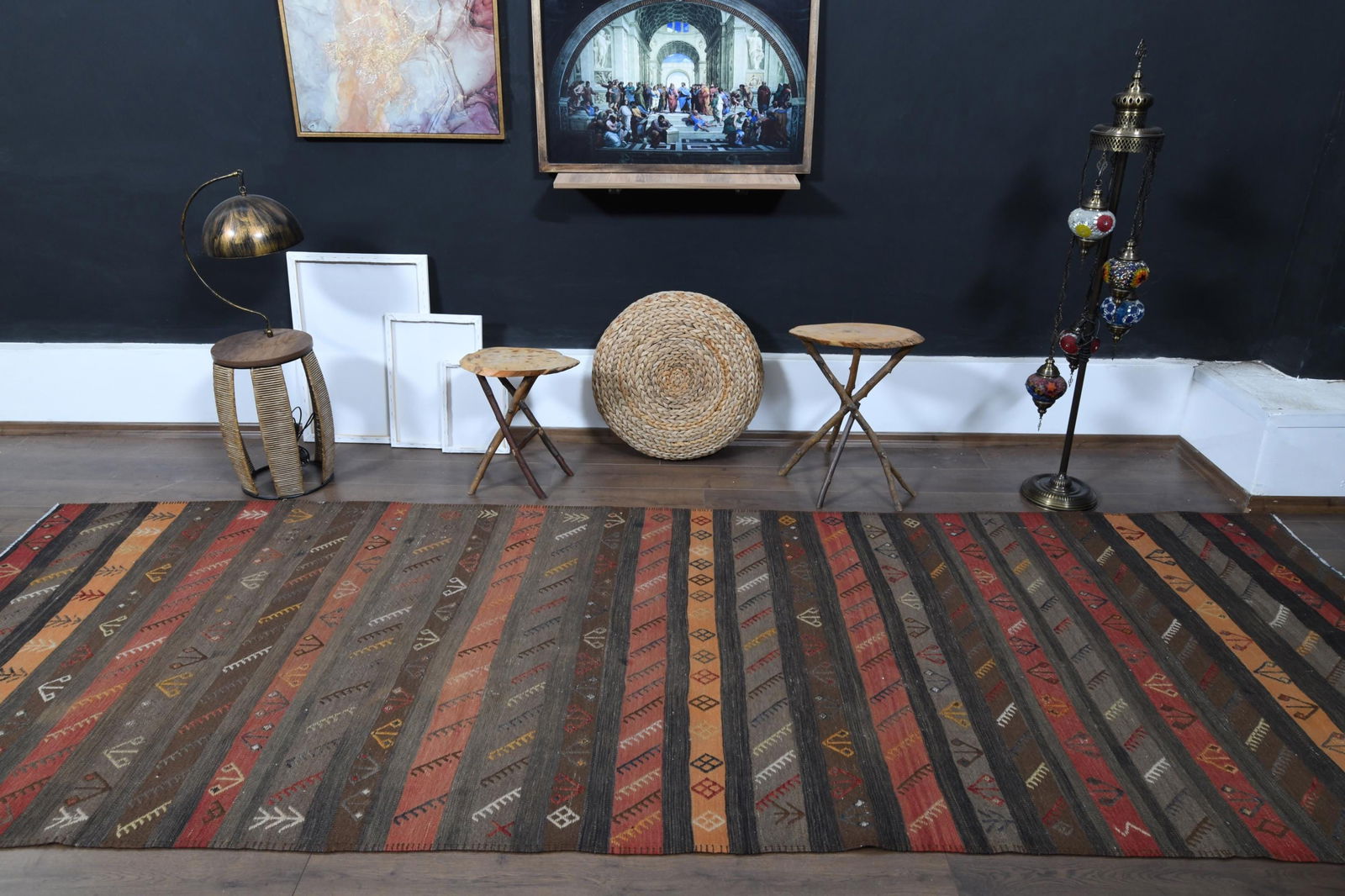 4'7x13'1 ft, COLORFUL KILIM RUNNER - 5