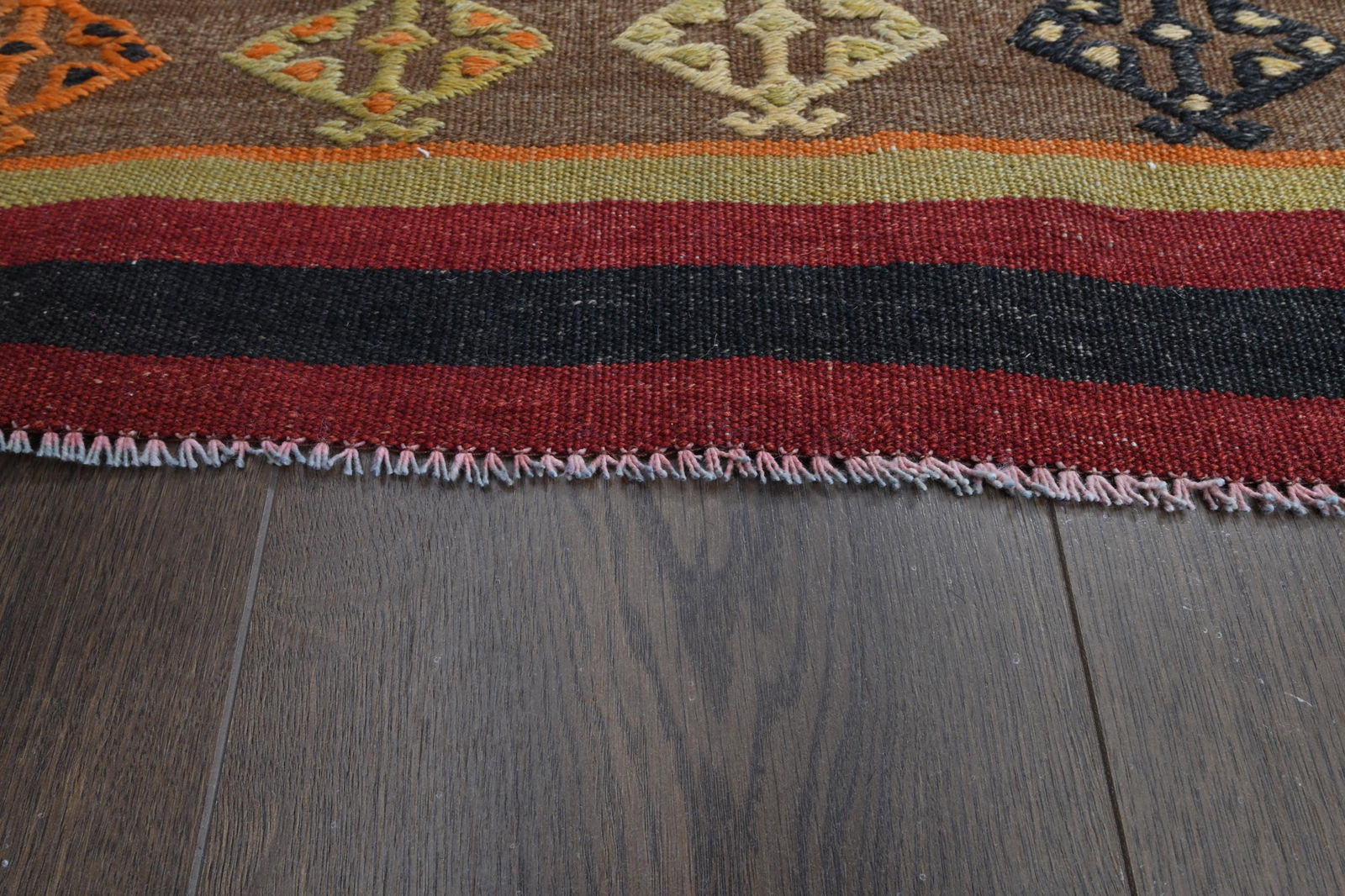 3'2x12 ft, COLORFUL KILIM RUNNER: Title: 3'2x12 ft, COLORFUL KILIM RUNNER Description: This Turkish one-of-a-kind Vintage Flatweave Kilim Rug is hand-knotted and handwoven by the most skilled artisans who use pure wool, in vibrant,