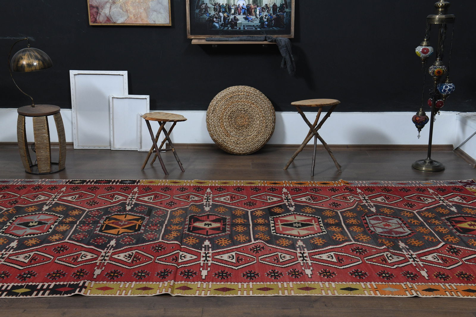 5.6x15.1 ft, RED KILIM RUNNER - 9