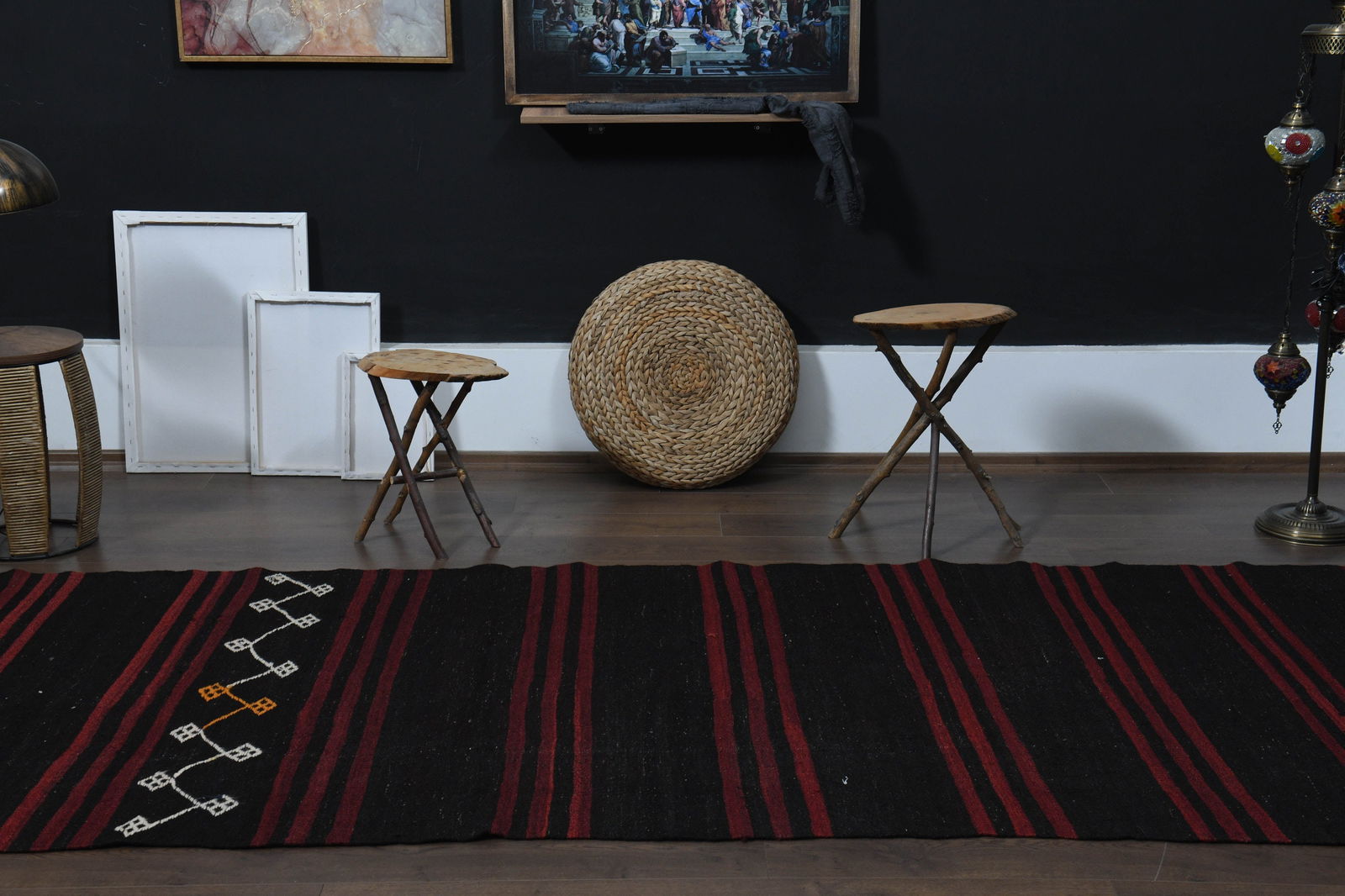 4'4x13'8 ft, STRIPED KILIM RUNNER - 9