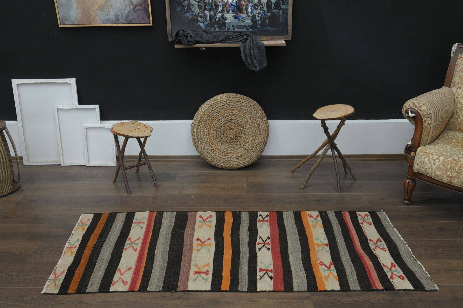 2.6x6.4 ft, COLORFUL KILIM RUNNER - 9