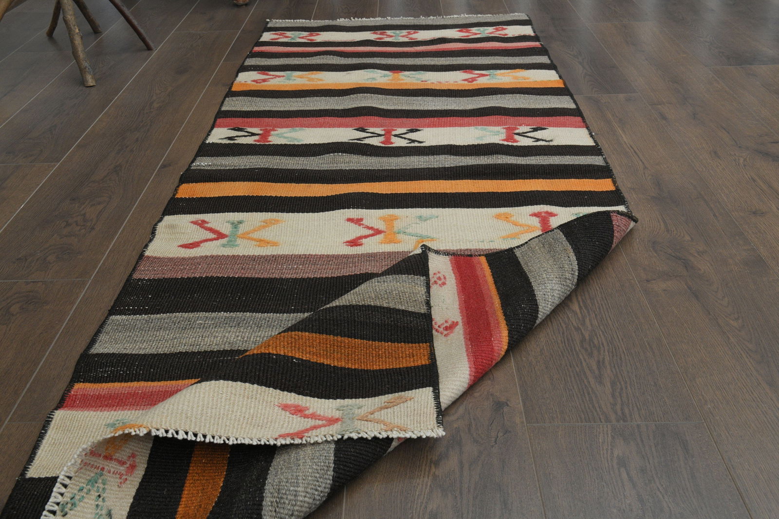 2.6x6.4 ft, COLORFUL KILIM RUNNER: Title: 2.6x6.4 ft, COLORFUL KILIM RUNNER Description: This Turkish one-of-a-kind Vintage Flatweave Kilim Rug is hand-knotted and handwoven by the most skilled artisans who use pure wool, in vibrant,