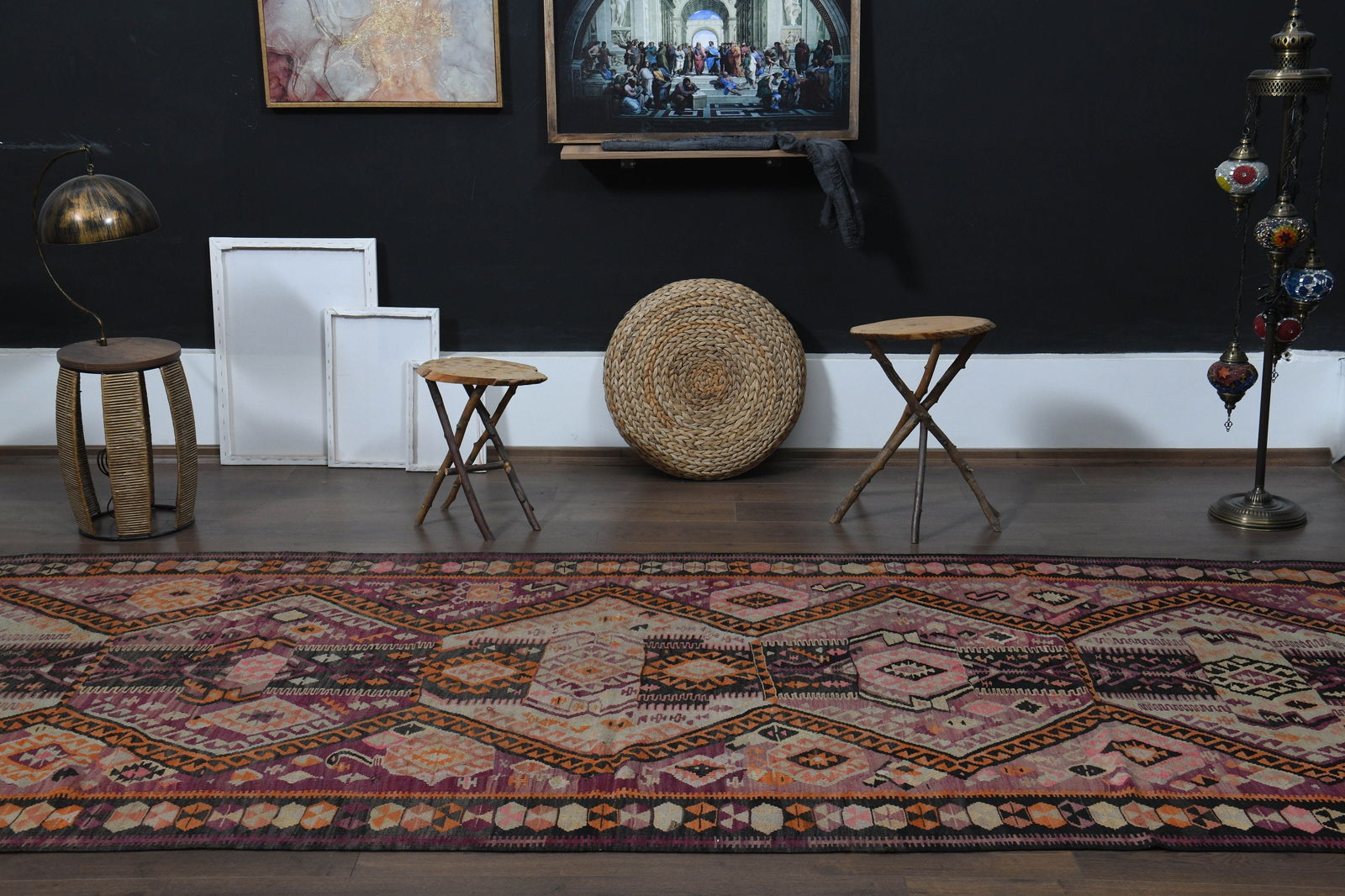 4'9x12'3 ft, COLORFUL KILIM RUNNER - 9