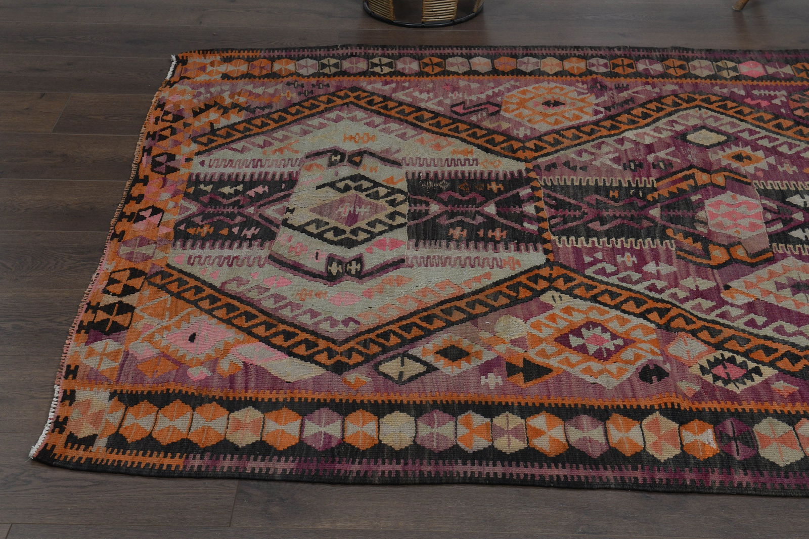 4'9x12'3 ft, COLORFUL KILIM RUNNER - 6