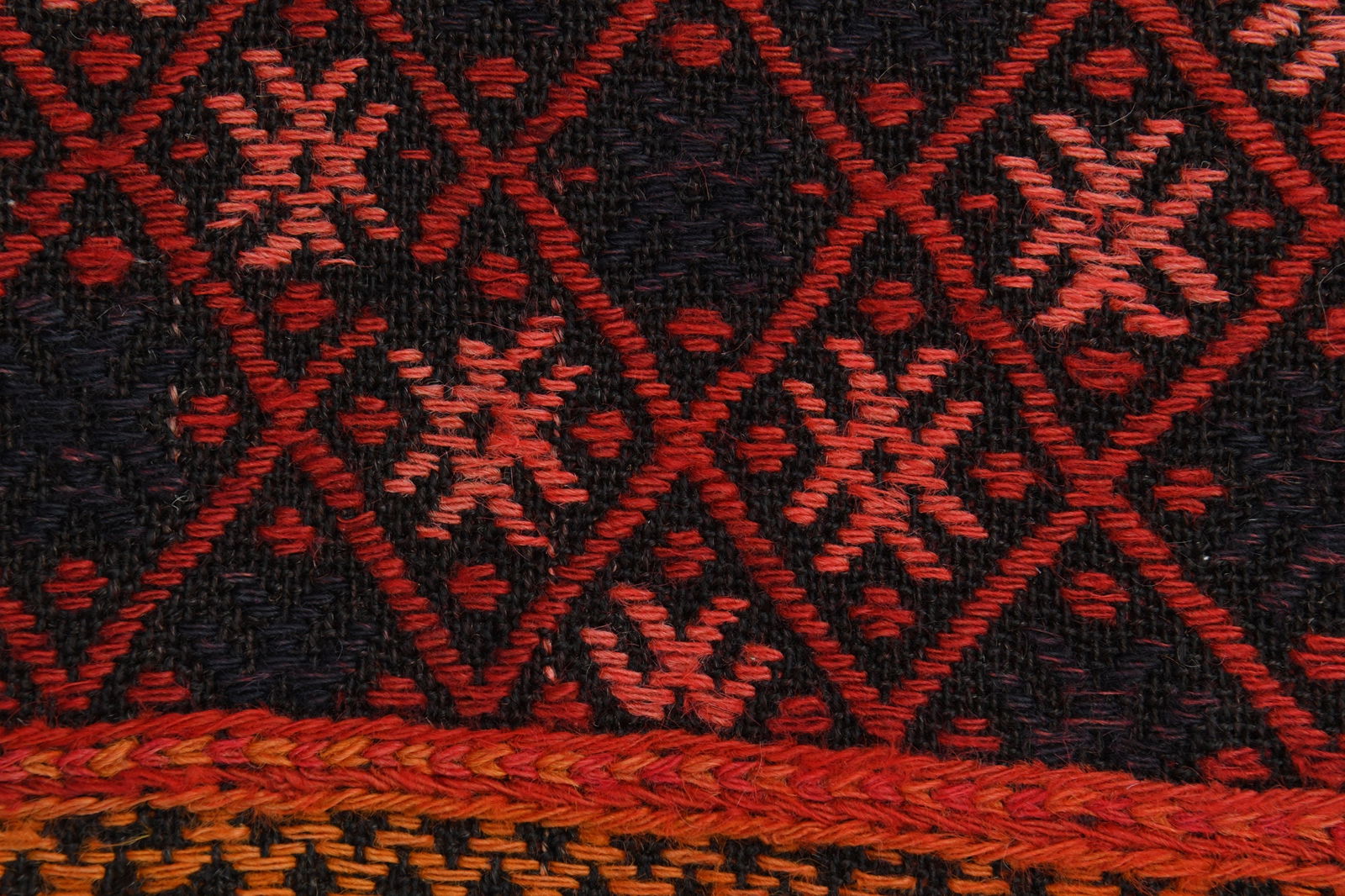 3.8x15.4 MINIMALIST RED RUNNER: Title: 3.8x15.4 MINIMALIST RED RUNNER Description: This Turkish one-of-a-kind Vintage Flatweave Kilim Rug is hand-knotted and handwoven by the most skilled artisans who use pure wool, in vibrant,