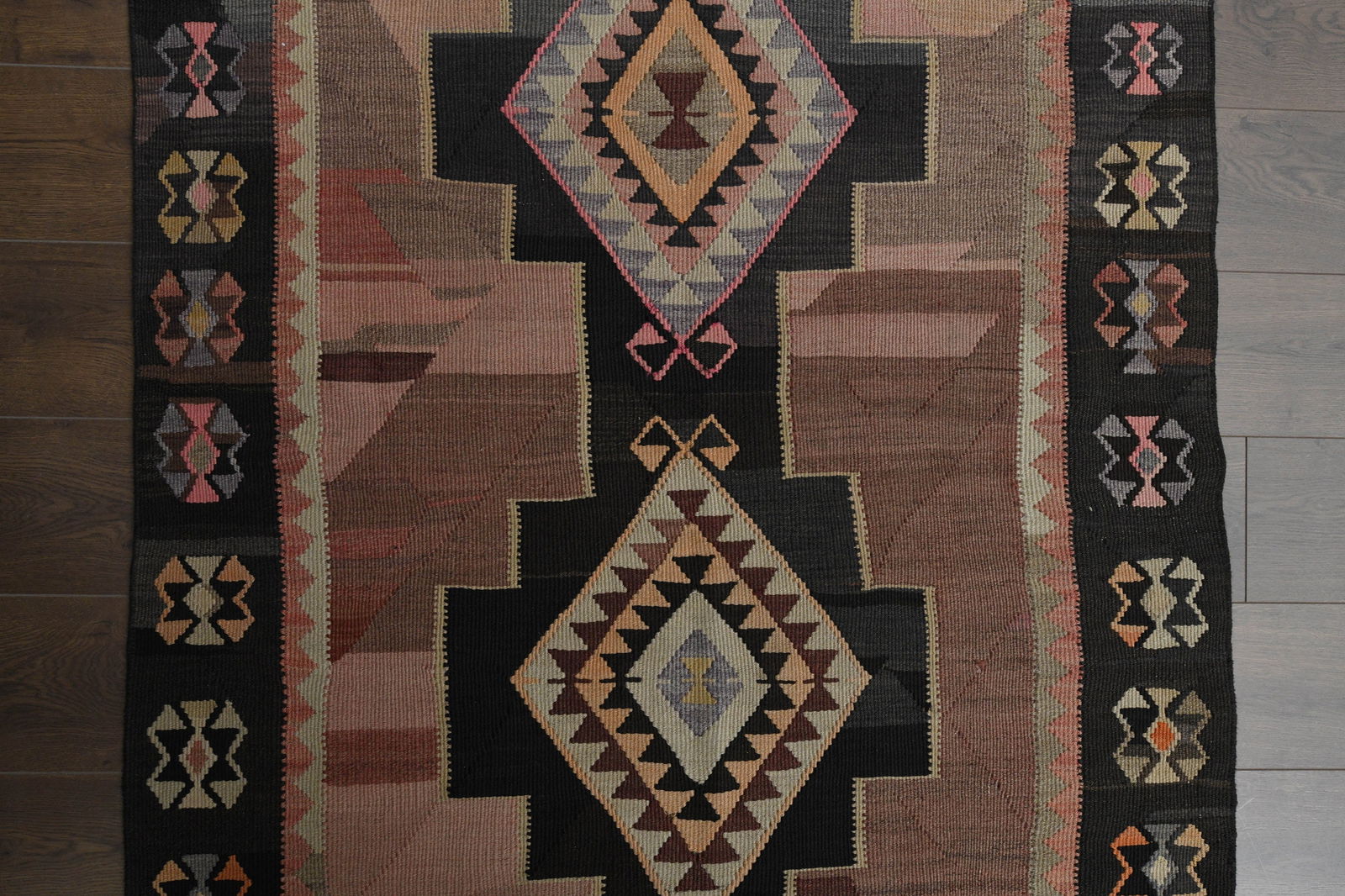 4x9'6 ft, KILIM RUNNER RUG: Title: 4x9'6 ft, KILIM RUNNER RUG Description: This Turkish one-of-a-kind Vintage Flatweave Kilim Rug is hand-knotted and handwoven by the most skilled artisans who use pure wool, in vibrant, natural