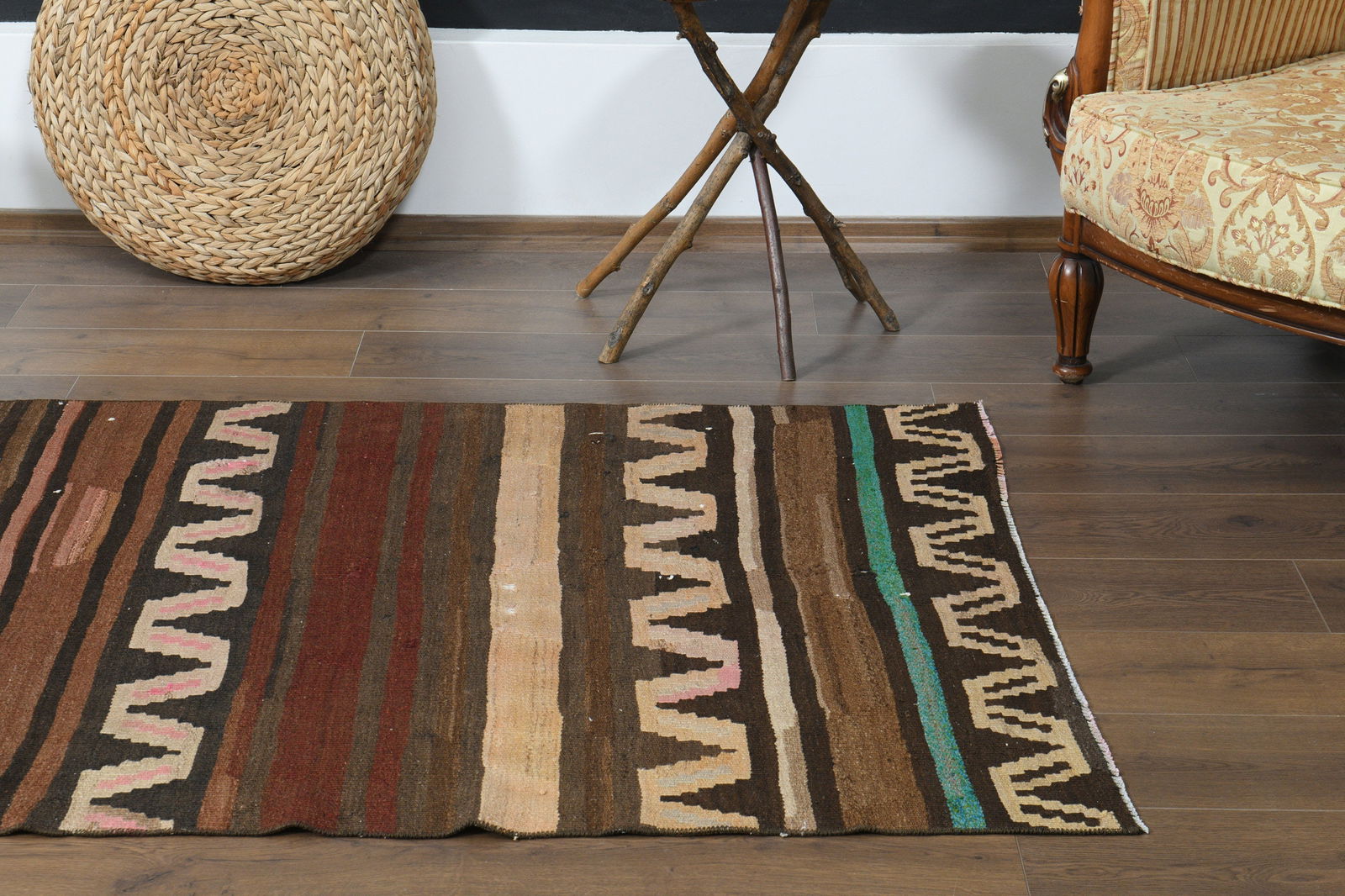 3'6x7 ft, BROWN PINK, KILIM - 6