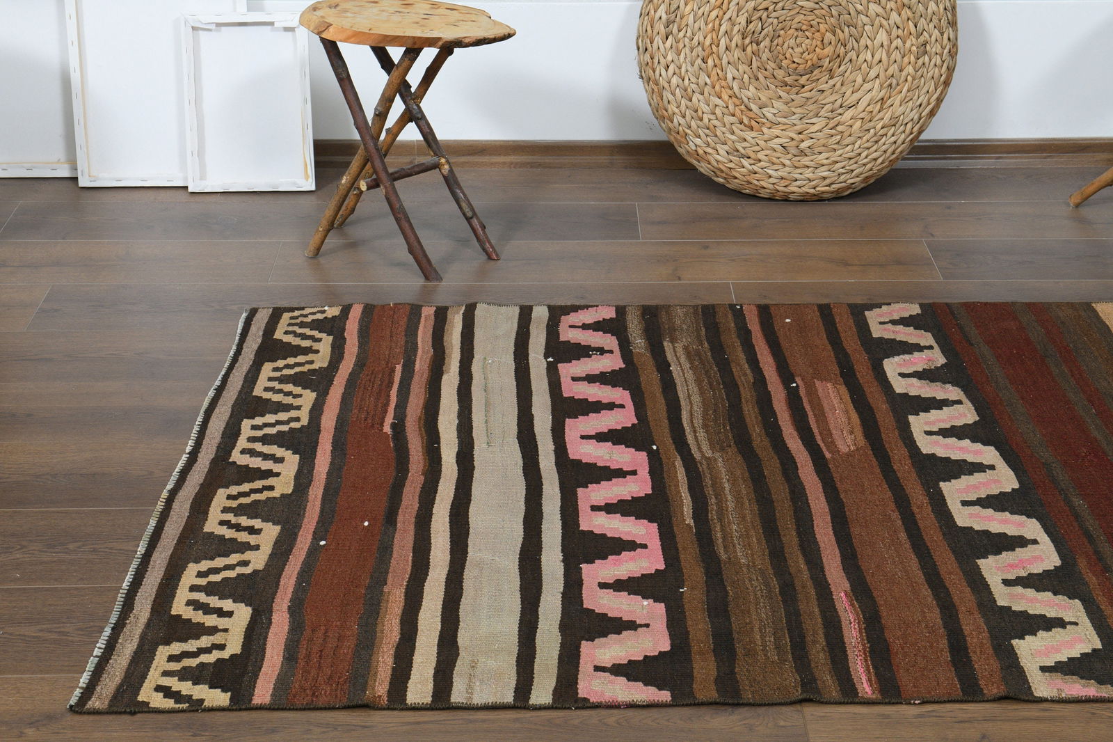 3'6x7 ft, BROWN PINK, KILIM - 7