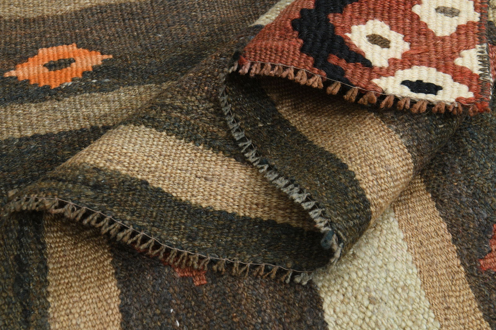 5'5x9'7 ft, BROWN STRIPED KILIM - 7