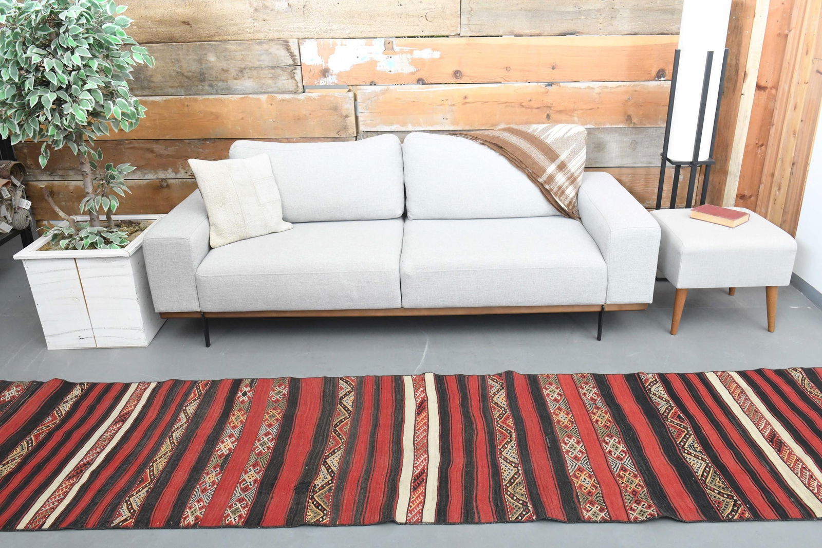 2.8x13 ft, STRIPED TURKISH KILIM: Title: 2.8x13 ft, STRIPED TURKISH KILIM Description: This Turkish one-of-a-kind Vintage Flatweave Kilim Rug is hand-knotted and handwoven by the most skilled artisans who use pure wool, in vibrant,