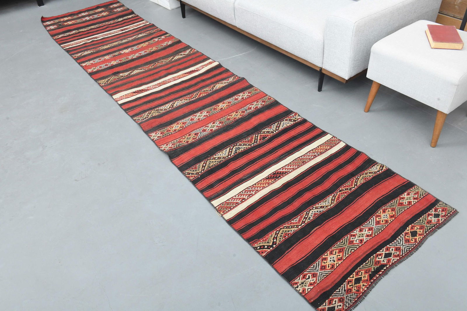 2.8x13 ft, STRIPED TURKISH KILIM - 2