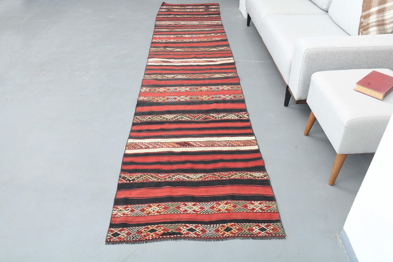 2.8x13 ft, STRIPED TURKISH KILIM - 3