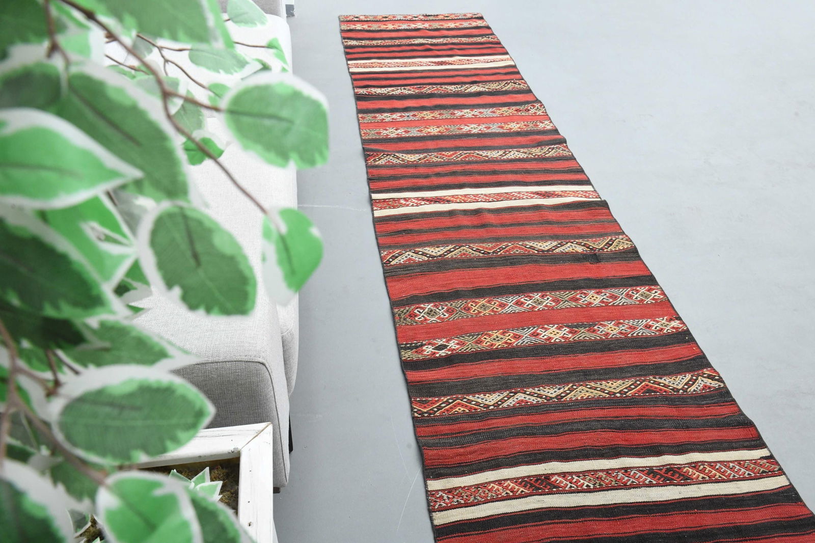 2.8x13 ft, STRIPED TURKISH KILIM - 4