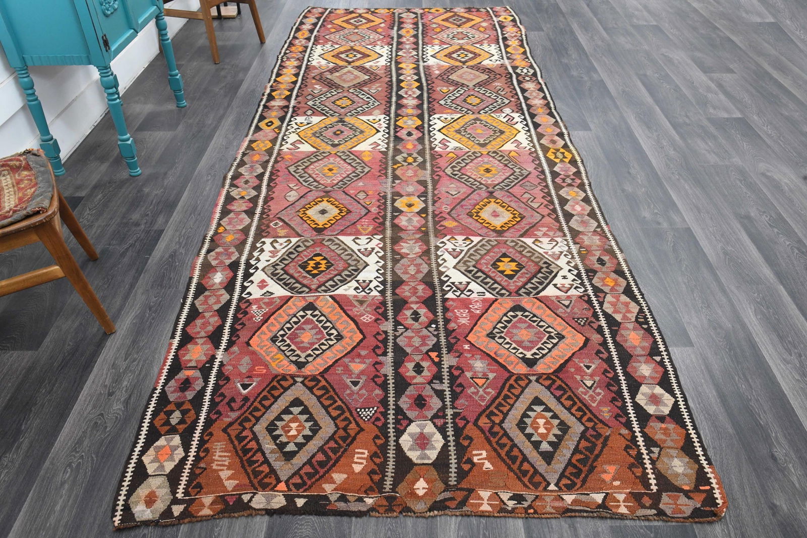 5x13.5 ft, WIDE TURKISH KILIM Runner - 6