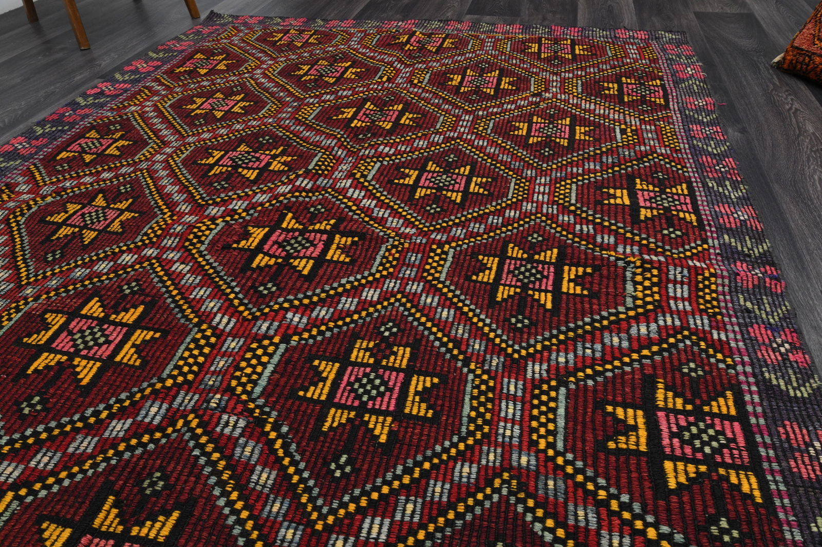 5.6x8.4 ft, Brown Kilim Rug, VINTAGE - 3