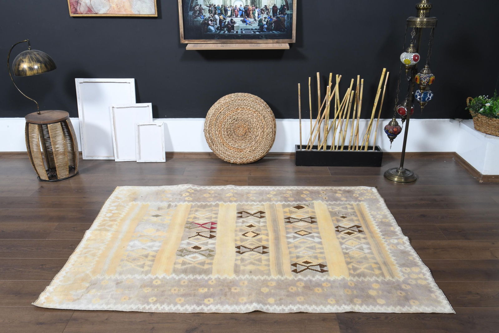 4'5x6'4 ft, COLORFUL, Vintage Turkish Rug - 9