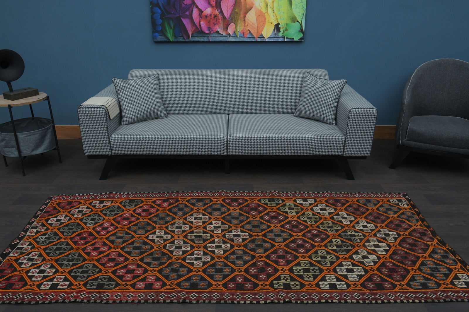 4x9 Vintage Rug Runner, Turkish - 8