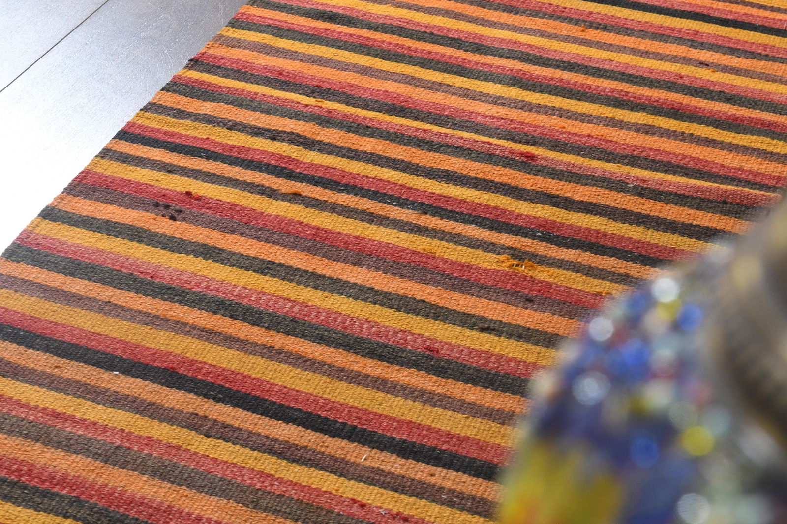 2'5x6'4 ft, ORANGE RED RUNNER, Turkish Vintage: Title: 2'5x6'4 ft, ORANGE RED RUNNER, Turkish Vintage Description: This Turkish one-of-a-kind Vintage Flatweave Kilim Rug is hand-knotted and handwoven by the most skilled artisans who use pure wool,