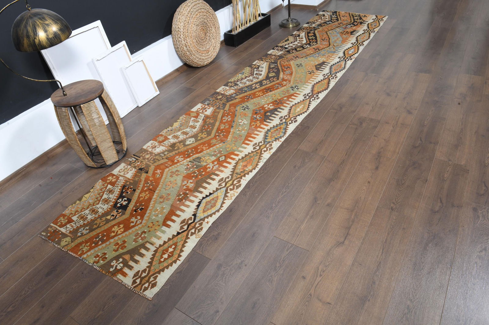 2'8x13'1 ft, STRIPED KILIM RUG, Turkish Vintage Runner - 6