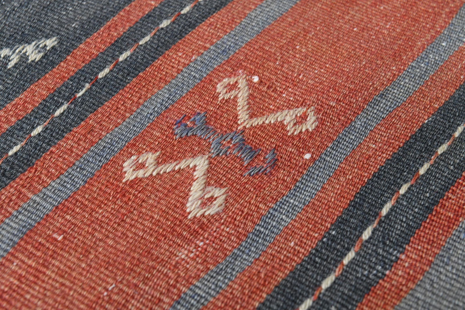 2'4x11'1 ft, ORANGE BLUE STRIPED, Kilim Runner - 5