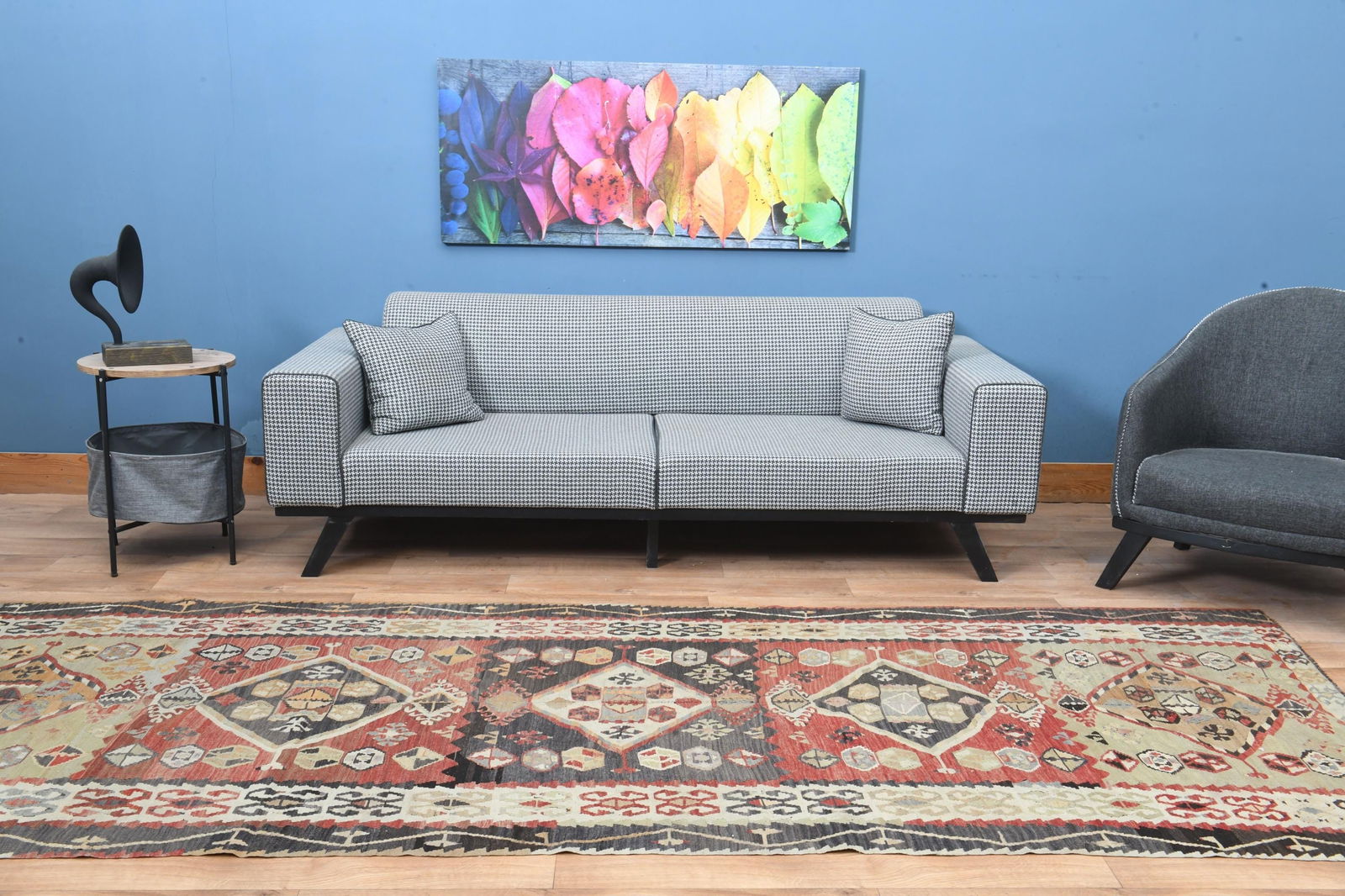 Vintage Tribal Runner Rug, Ethnic Carpet, Traditional Geometric Floor Covering, 4.3x11.6 ft, - 5